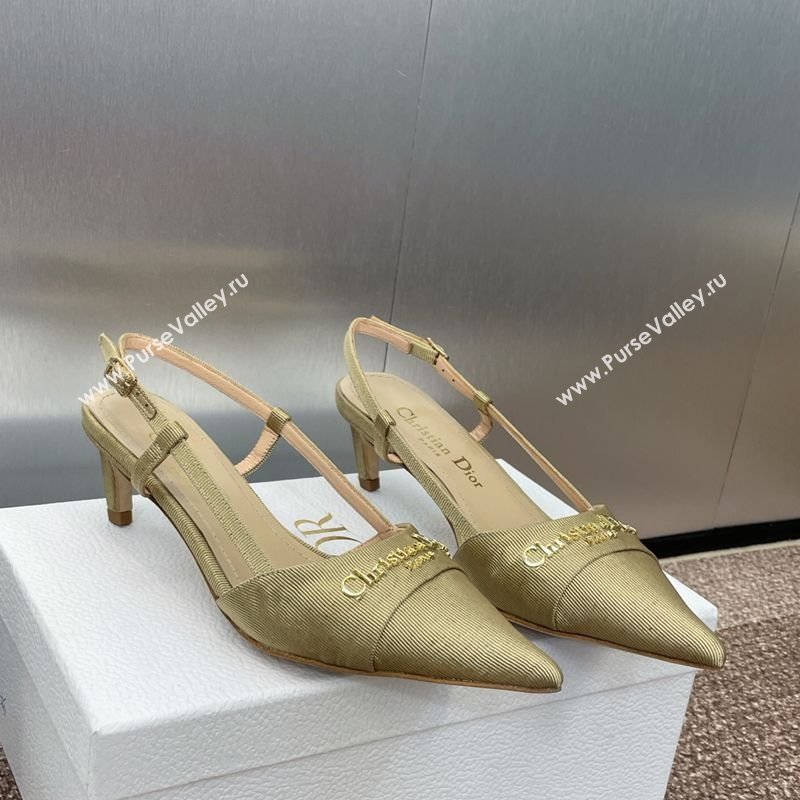 Dior My Dior Slingbacks Pump 5cm in Moire Fabric Yellow 2025 (MD-250425020)