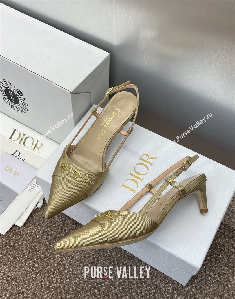 Dior My Dior Slingbacks Pump 5cm in Moire Fabric Yellow 2025 (MD-250425020)