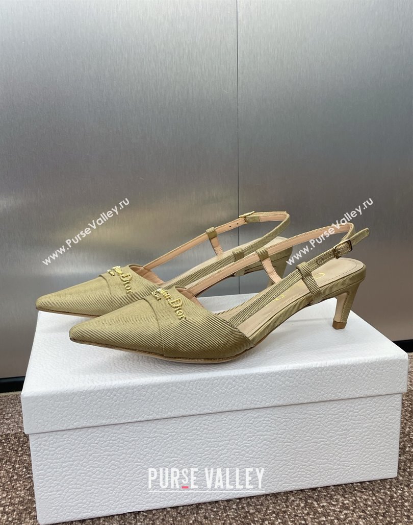 Dior My Dior Slingbacks Pump 5cm in Moire Fabric Yellow 2025 (MD-250425020)