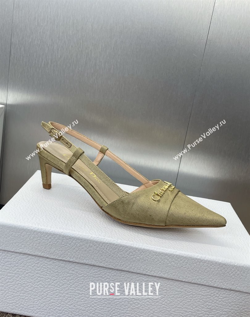 Dior My Dior Slingbacks Pump 5cm in Moire Fabric Yellow 2025 (MD-250425020)