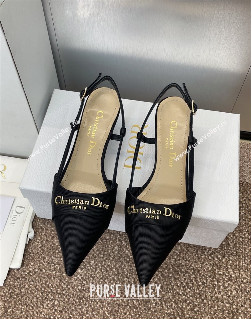 Dior My Dior Slingbacks Pump 5cm in Moire Fabric Black 2025 (MD-250425021)