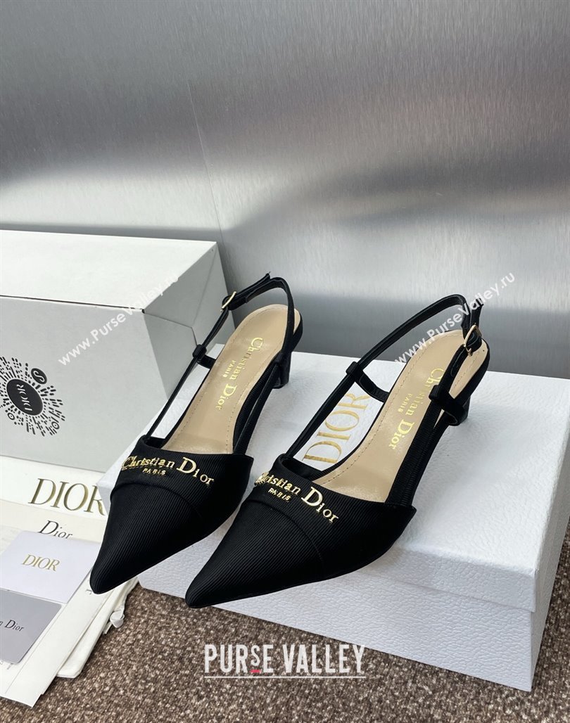 Dior My Dior Slingbacks Pump 5cm in Moire Fabric Black 2025 (MD-250425021)