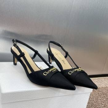 Dior My Dior Slingbacks Pump 5cm in Moire Fabric Black 2025 (MD-250425021)