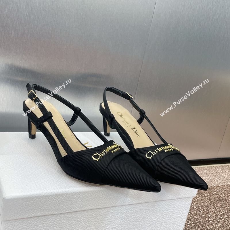 Dior My Dior Slingbacks Pump 5cm in Moire Fabric Black 2025 (MD-250425021)