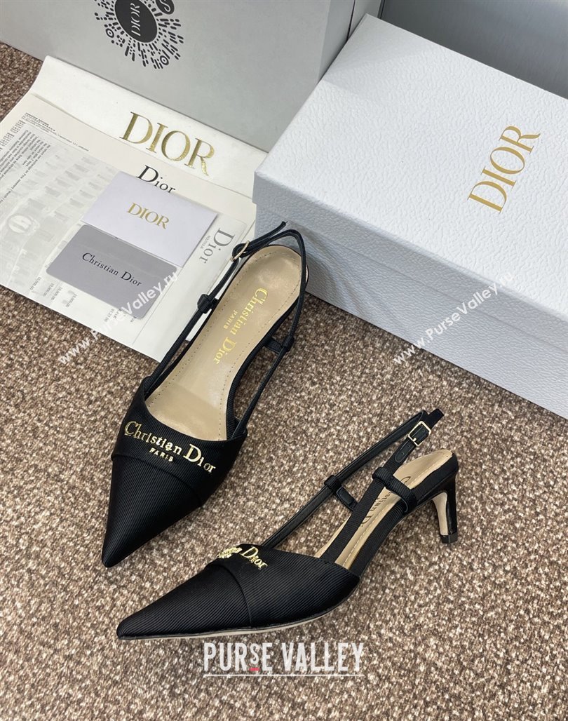 Dior My Dior Slingbacks Pump 5cm in Moire Fabric Black 2025 (MD-250425021)