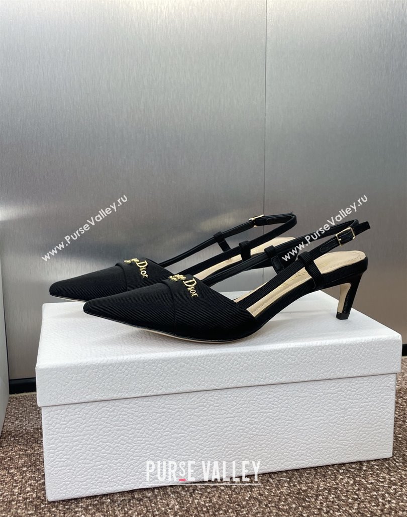 Dior My Dior Slingbacks Pump 5cm in Moire Fabric Black 2025 (MD-250425021)