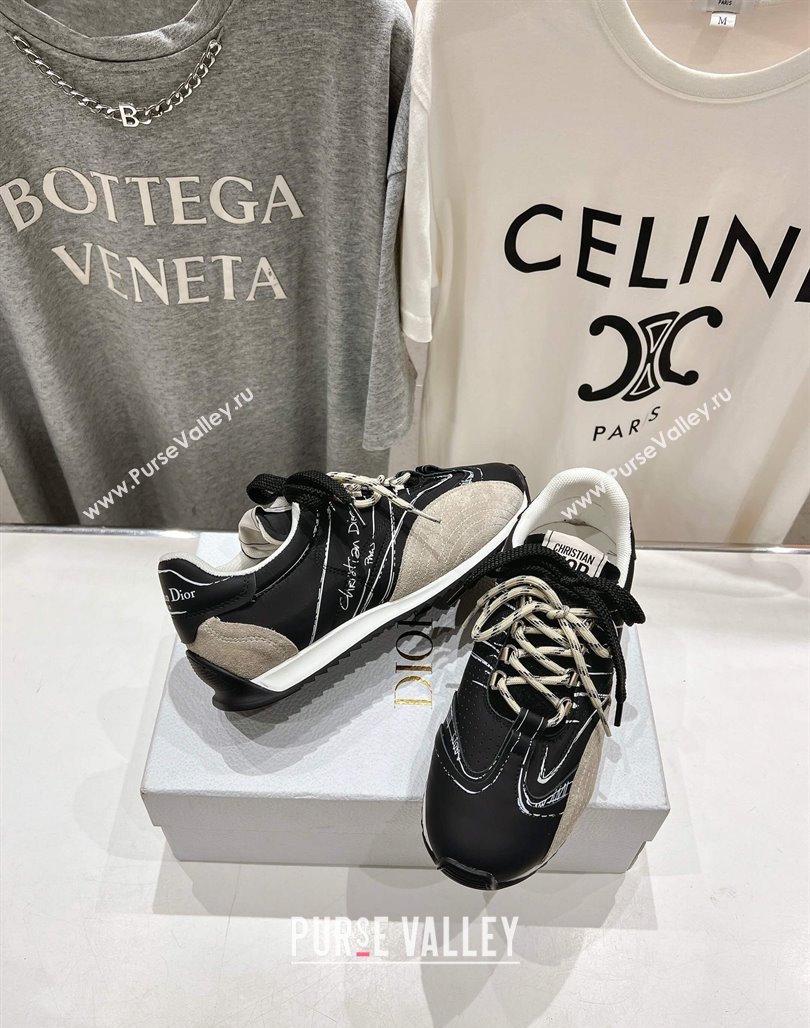 Dior D-Sketch Sneakers in Nylon and Calfskin with Signature Black 2025 (MD-250425001)