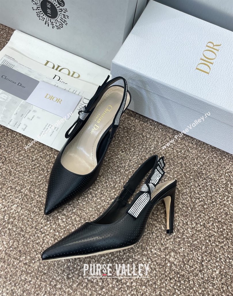 Dior Toujours Slingback Pumps 7cm in Perforated Supple Lambskin Black 2025 (MD-250425045)