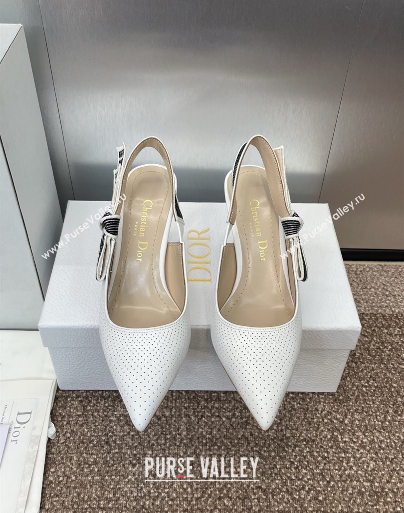 Dior Toujours Slingback Pumps 7cm in Perforated Supple Lambskin White 2025 (MD-250425046)