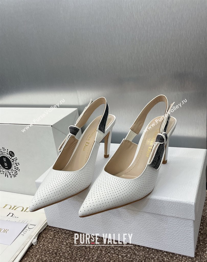 Dior Toujours Slingback Pumps 7cm in Perforated Supple Lambskin White 2025 (MD-250425046)