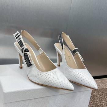 Dior Toujours Slingback Pumps 7cm in Perforated Supple Lambskin White 2025 (MD-250425046)