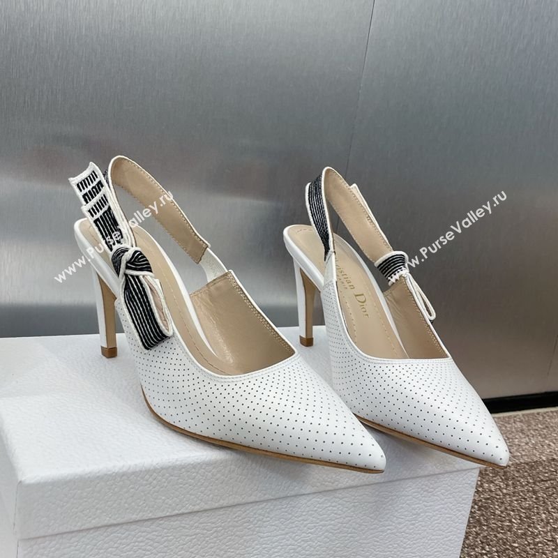 Dior Toujours Slingback Pumps 7cm in Perforated Supple Lambskin White 2025 (MD-250425046)