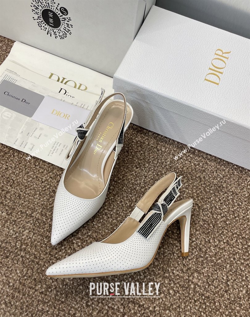 Dior Toujours Slingback Pumps 7cm in Perforated Supple Lambskin White 2025 (MD-250425046)