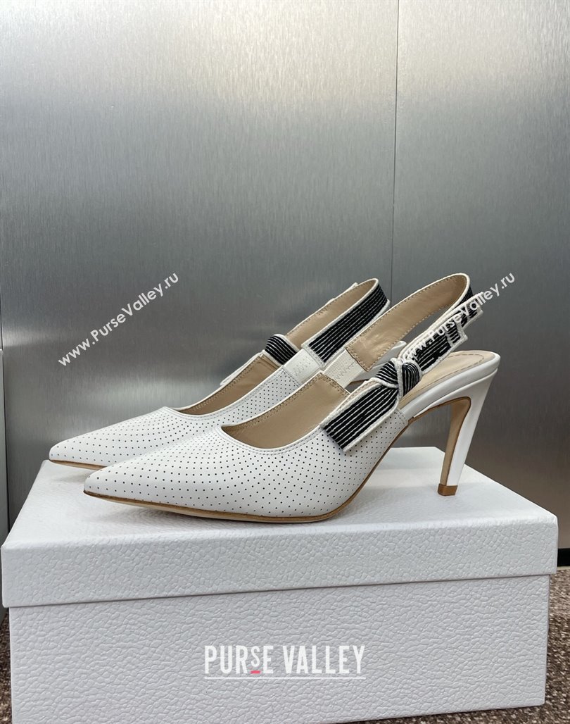 Dior Toujours Slingback Pumps 7cm in Perforated Supple Lambskin White 2025 (MD-250425046)