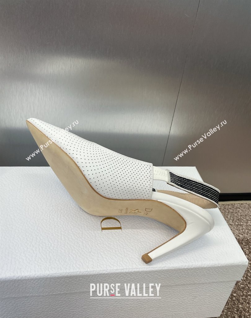 Dior Toujours Slingback Pumps 7cm in Perforated Supple Lambskin White 2025 (MD-250425046)