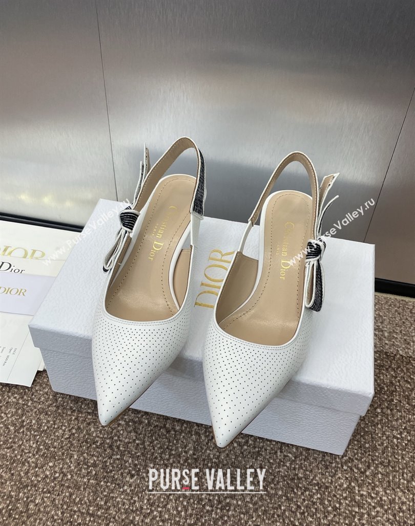 Dior Toujours Slingback Pumps 5cm in Perforated Supple Lambskin White 2025 (MD-250425047)
