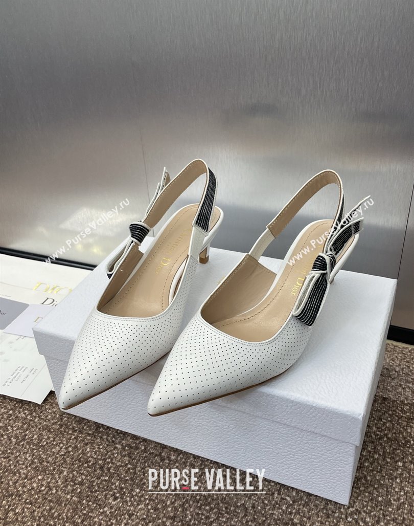 Dior Toujours Slingback Pumps 5cm in Perforated Supple Lambskin White 2025 (MD-250425047)