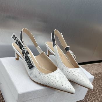 Dior Toujours Slingback Pumps 5cm in Perforated Supple Lambskin White 2025 (MD-250425047)