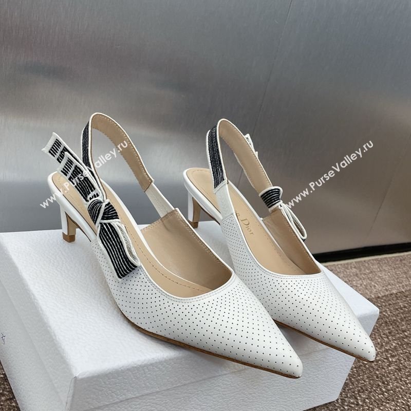 Dior Toujours Slingback Pumps 5cm in Perforated Supple Lambskin White 2025 (MD-250425047)