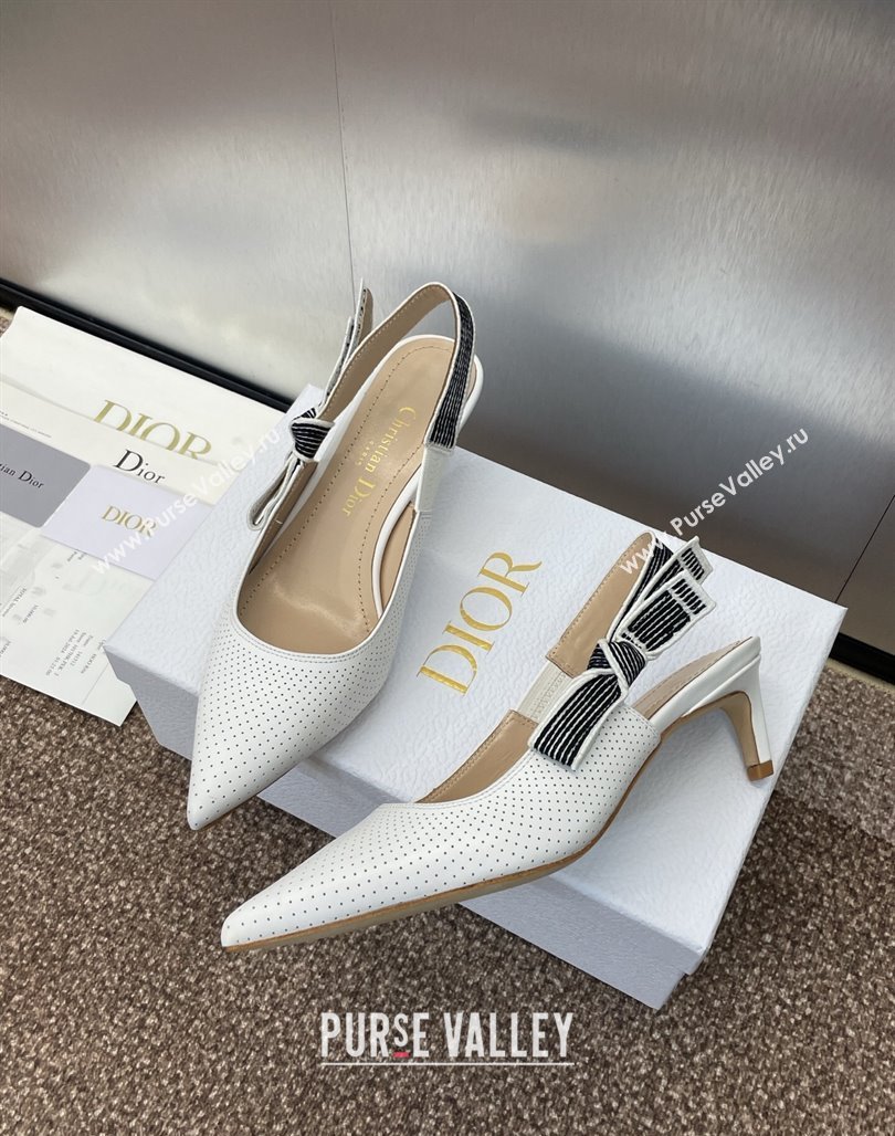 Dior Toujours Slingback Pumps 5cm in Perforated Supple Lambskin White 2025 (MD-250425047)