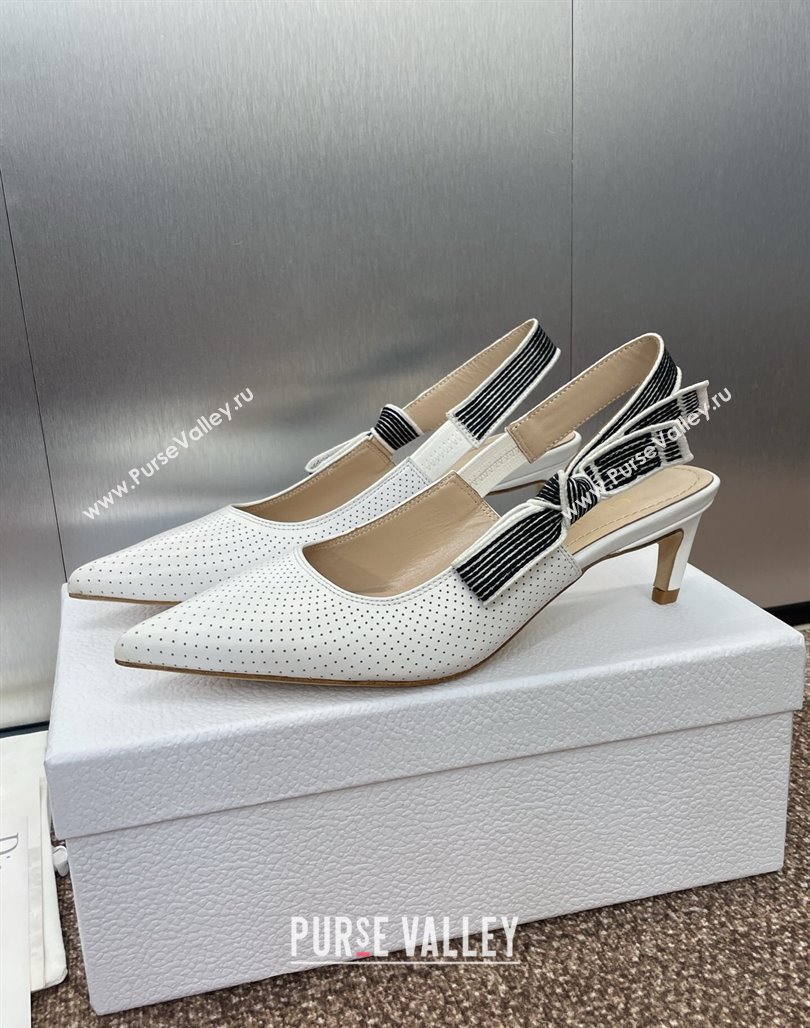 Dior Toujours Slingback Pumps 5cm in Perforated Supple Lambskin White 2025 (MD-250425047)