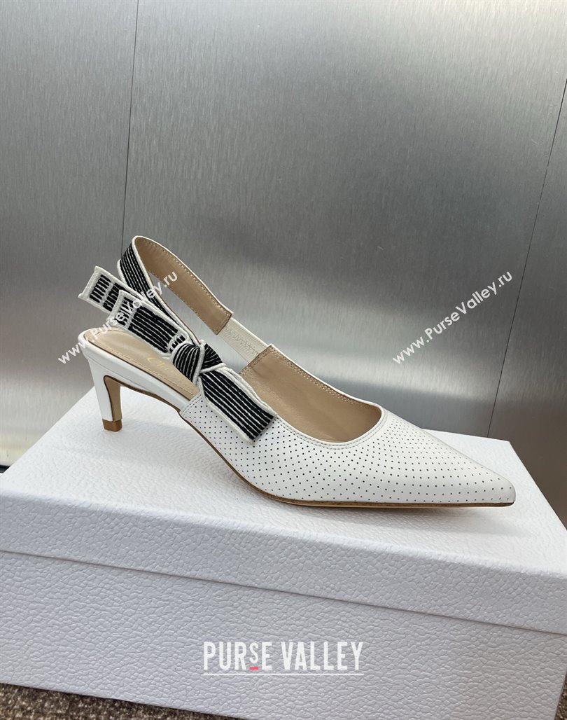 Dior Toujours Slingback Pumps 5cm in Perforated Supple Lambskin White 2025 (MD-250425047)