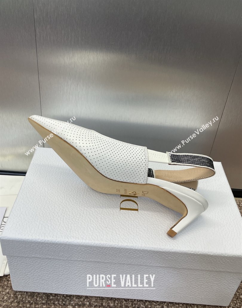 Dior Toujours Slingback Pumps 5cm in Perforated Supple Lambskin White 2025 (MD-250425047)