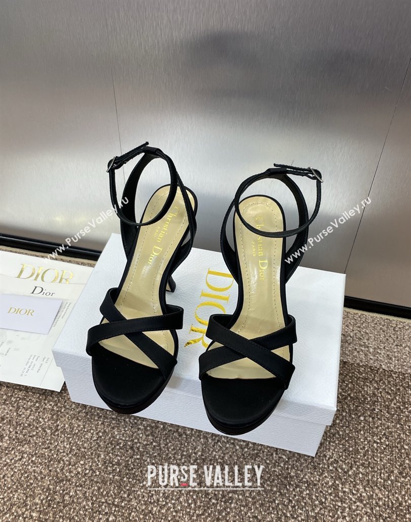 Dior Tribales Heeled Platform Sandals 12cm in Satin Black 2025 (MD-250425055)