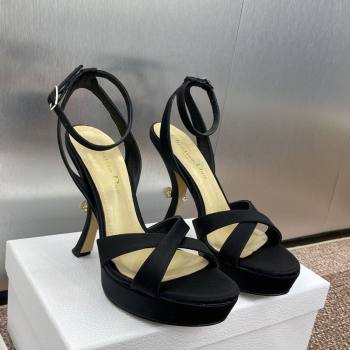 Dior Tribales Heeled Platform Sandals 12cm in Satin Black 2025 (MD-250425055)