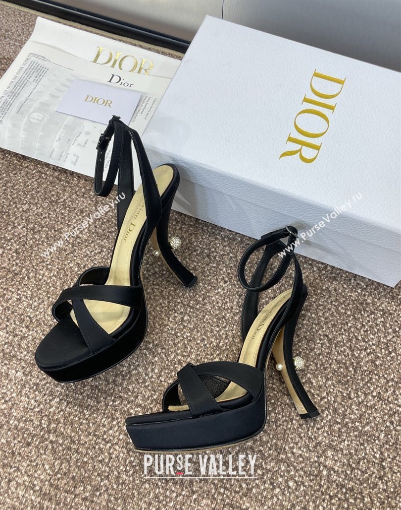 Dior Tribales Heeled Platform Sandals 12cm in Satin Black 2025 (MD-250425055)