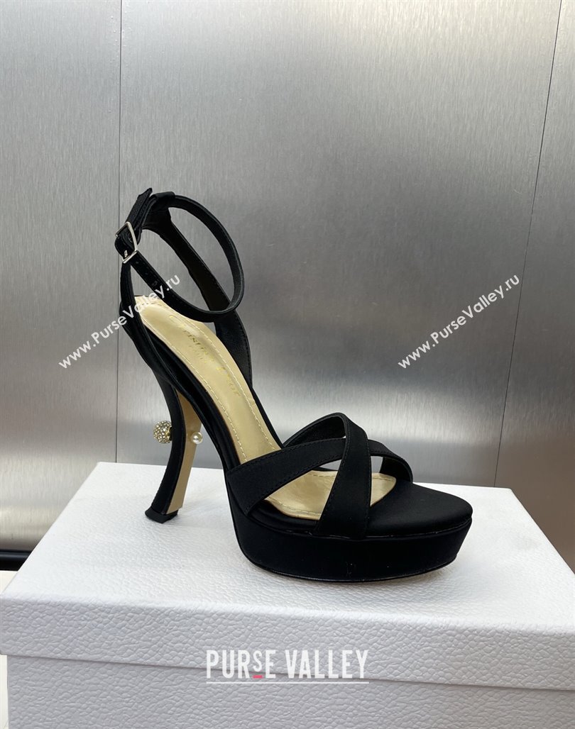Dior Tribales Heeled Platform Sandals 12cm in Satin Black 2025 (MD-250425055)