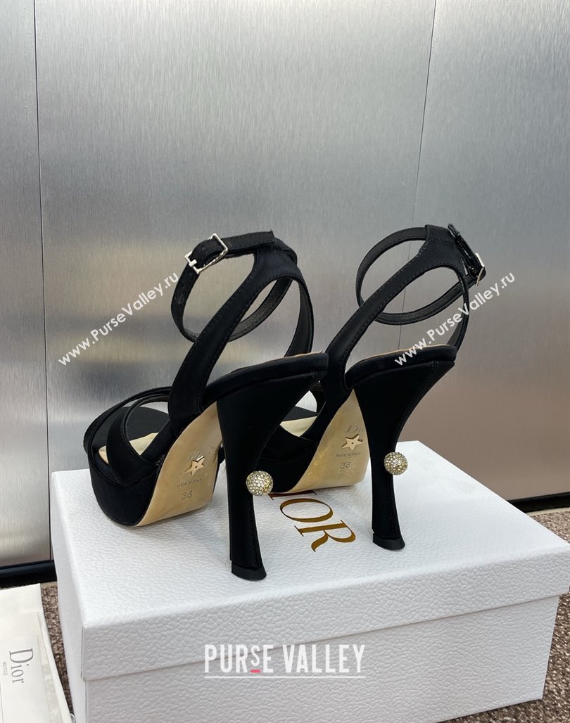 Dior Tribales Heeled Platform Sandals 12cm in Satin Black 2025 (MD-250425055)