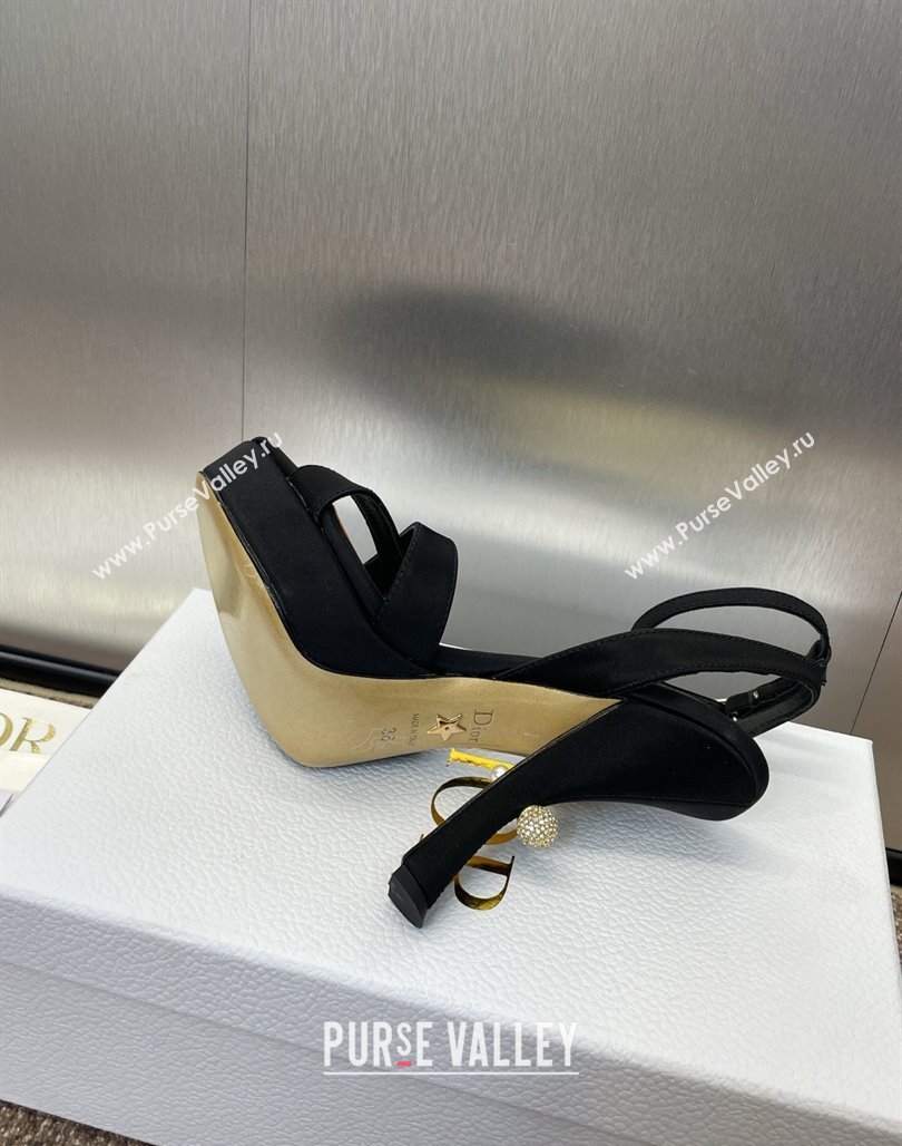 Dior Tribales Heeled Platform Sandals 12cm in Satin Black 2025 (MD-250425055)