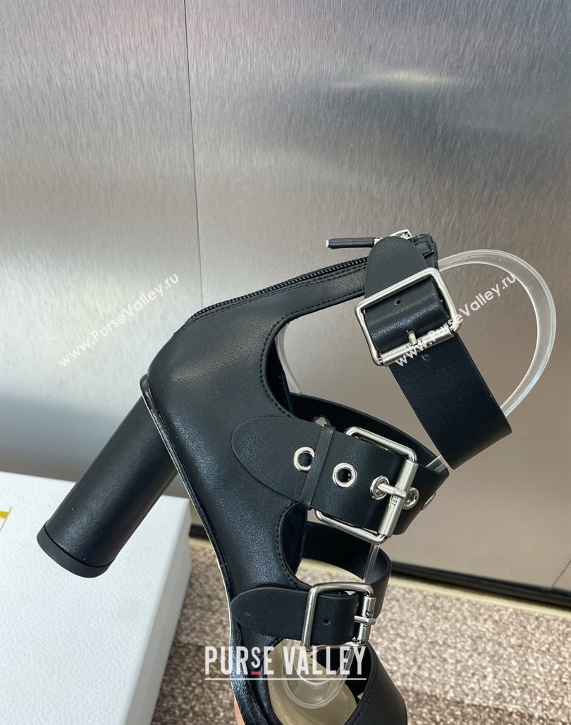 Dior Punk Heeled Sandals 7cm in Supple Calfskin with Buckle Black 2025 (MD-250425058)