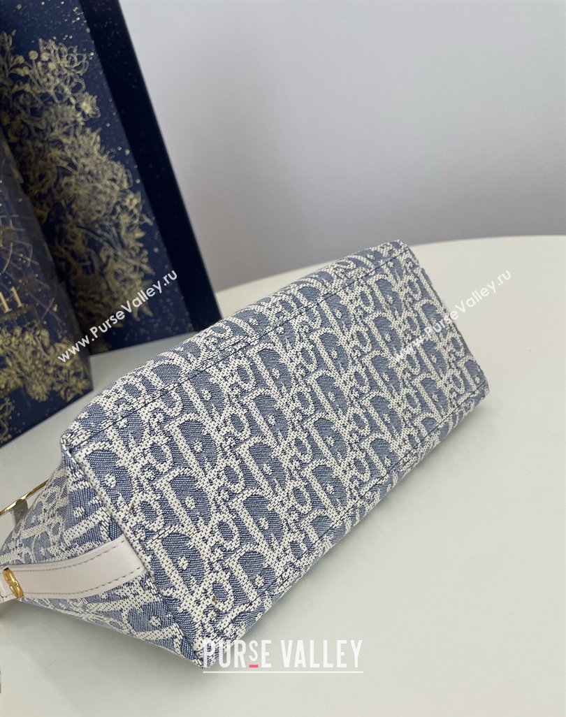 Dior Diorstar Hobo Bag with Chain in Blue Dior Oblique Chambray with Raffia Effect and Smooth Calfskin 2025 (XXG-250521143)