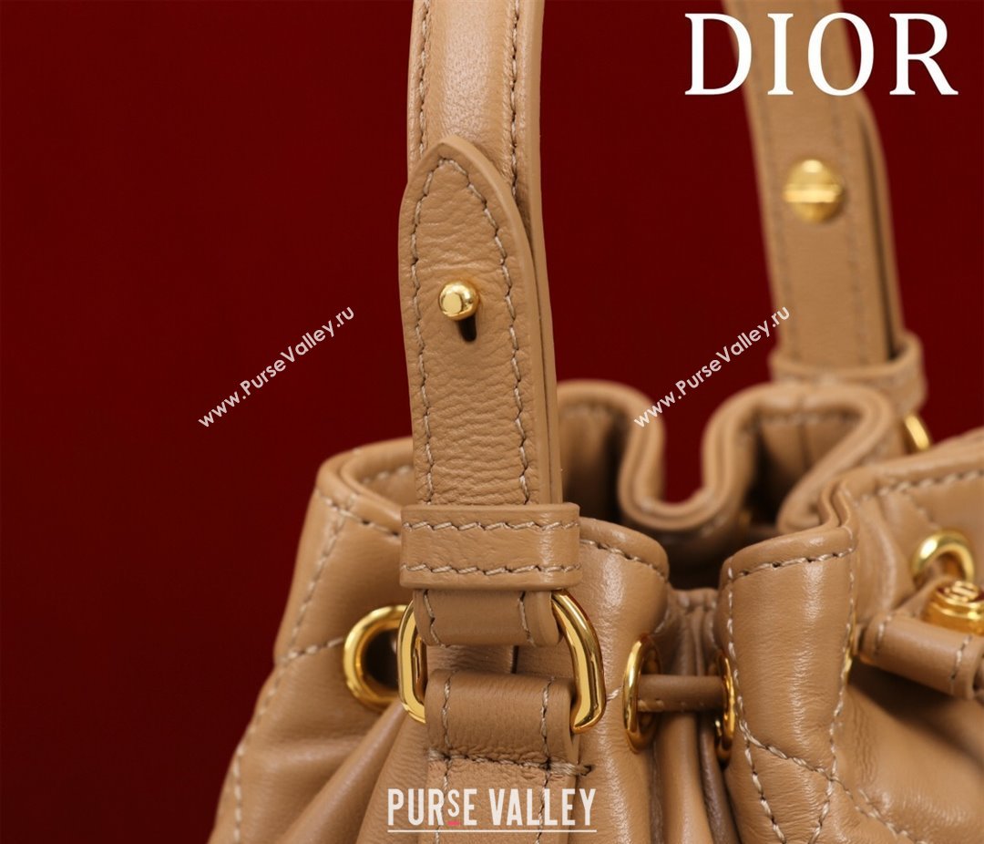 Dior Caro Nano Bucket Bag in Macrocannage Lambskin Gold-Tone 2025 S5250 (XXG-250521114)