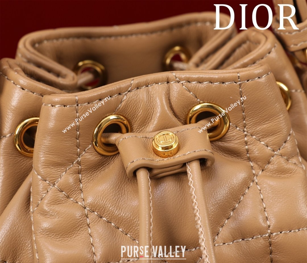 Dior Caro Nano Bucket Bag in Macrocannage Lambskin Gold-Tone 2025 S5250 (XXG-250521114)