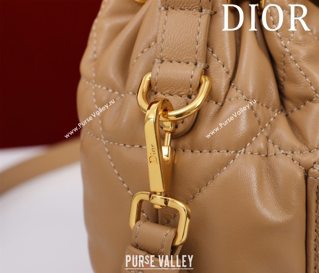 Dior Caro Nano Bucket Bag in Macrocannage Lambskin Gold-Tone 2025 S5250 (XXG-250521114)