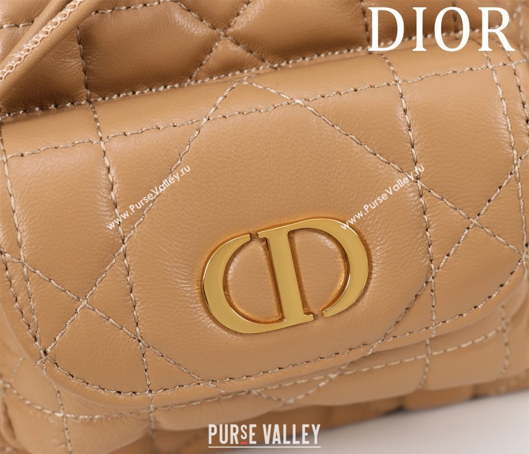 Dior Caro Nano Bucket Bag in Macrocannage Lambskin Gold-Tone 2025 S5250 (XXG-250521114)