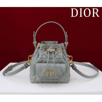 Dior Caro Nano Bucket Bag in Macrocannage Lambskin Grey 2025 S5250 (XXG-250521115)