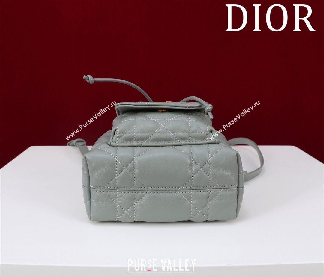 Dior Caro Nano Bucket Bag in Macrocannage Lambskin Grey 2025 S5250 (XXG-250521115)