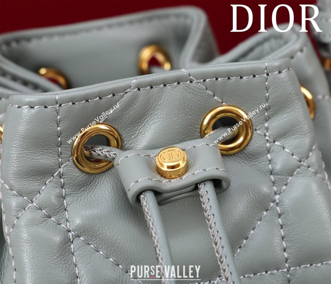 Dior Caro Nano Bucket Bag in Macrocannage Lambskin Grey 2025 S5250 (XXG-250521115)