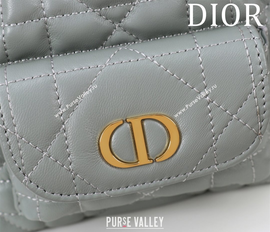 Dior Caro Nano Bucket Bag in Macrocannage Lambskin Grey 2025 S5250 (XXG-250521115)