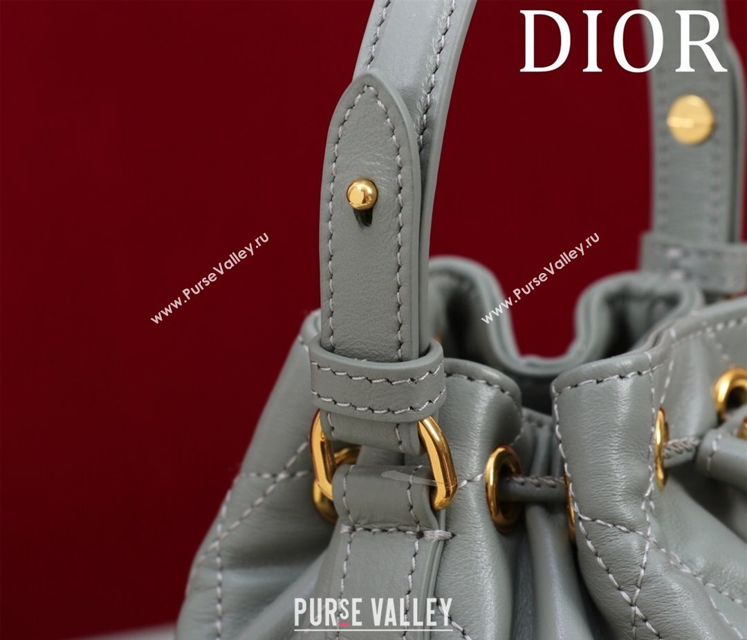 Dior Caro Nano Bucket Bag in Macrocannage Lambskin Grey 2025 S5250 (XXG-250521115)