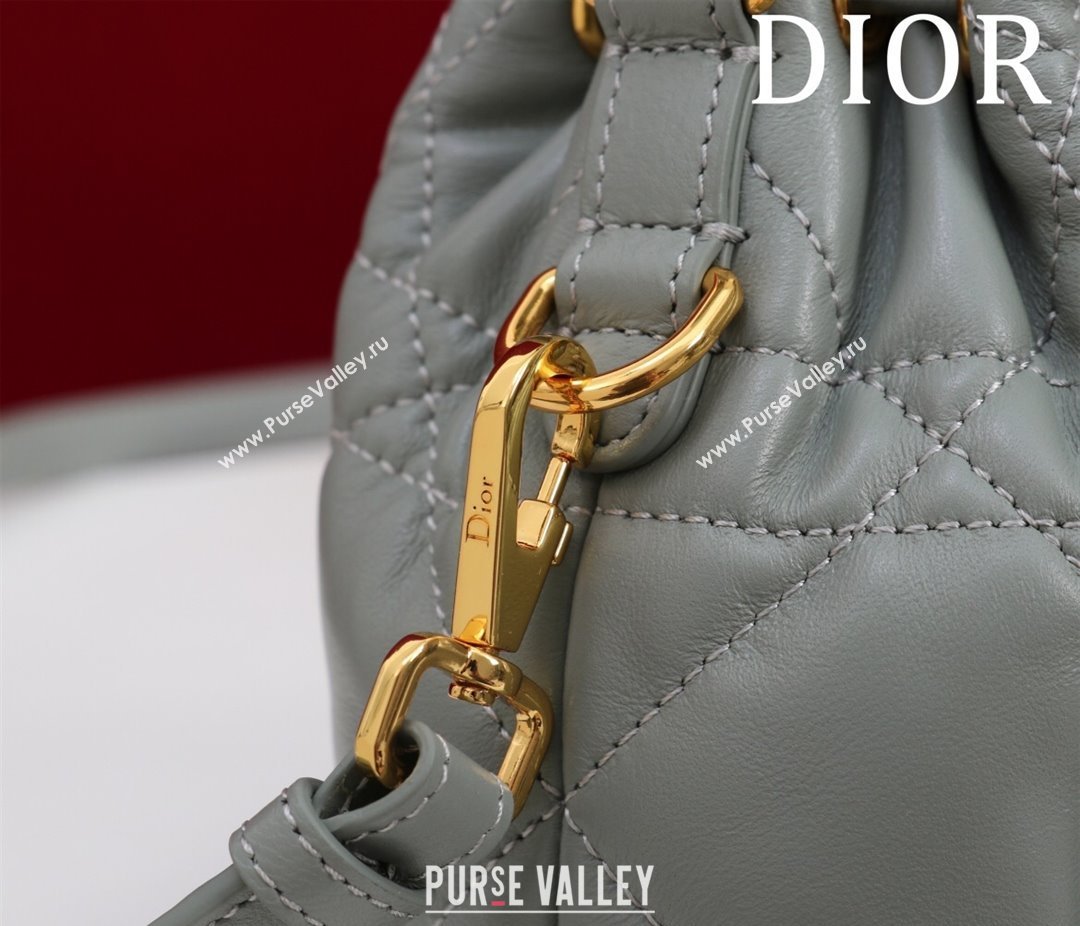Dior Caro Nano Bucket Bag in Macrocannage Lambskin Grey 2025 S5250 (XXG-250521115)