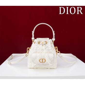 Dior Caro Nano Bucket Bag in Macrocannage Lambskin White 2025 S5250 (XXG-250521116)
