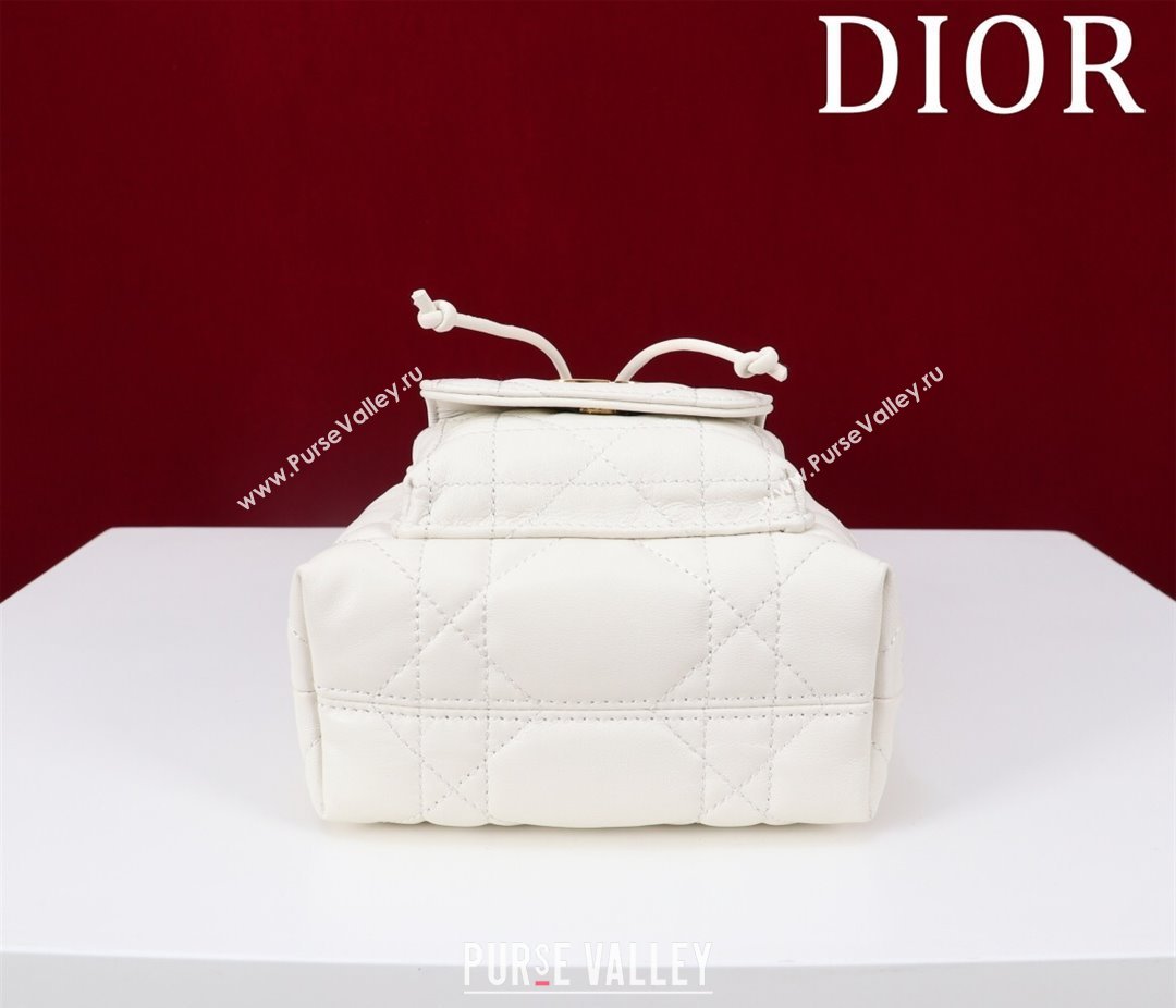 Dior Caro Nano Bucket Bag in Macrocannage Lambskin White 2025 S5250 (XXG-250521116)