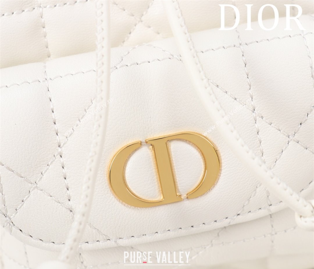 Dior Caro Nano Bucket Bag in Macrocannage Lambskin White 2025 S5250 (XXG-250521116)