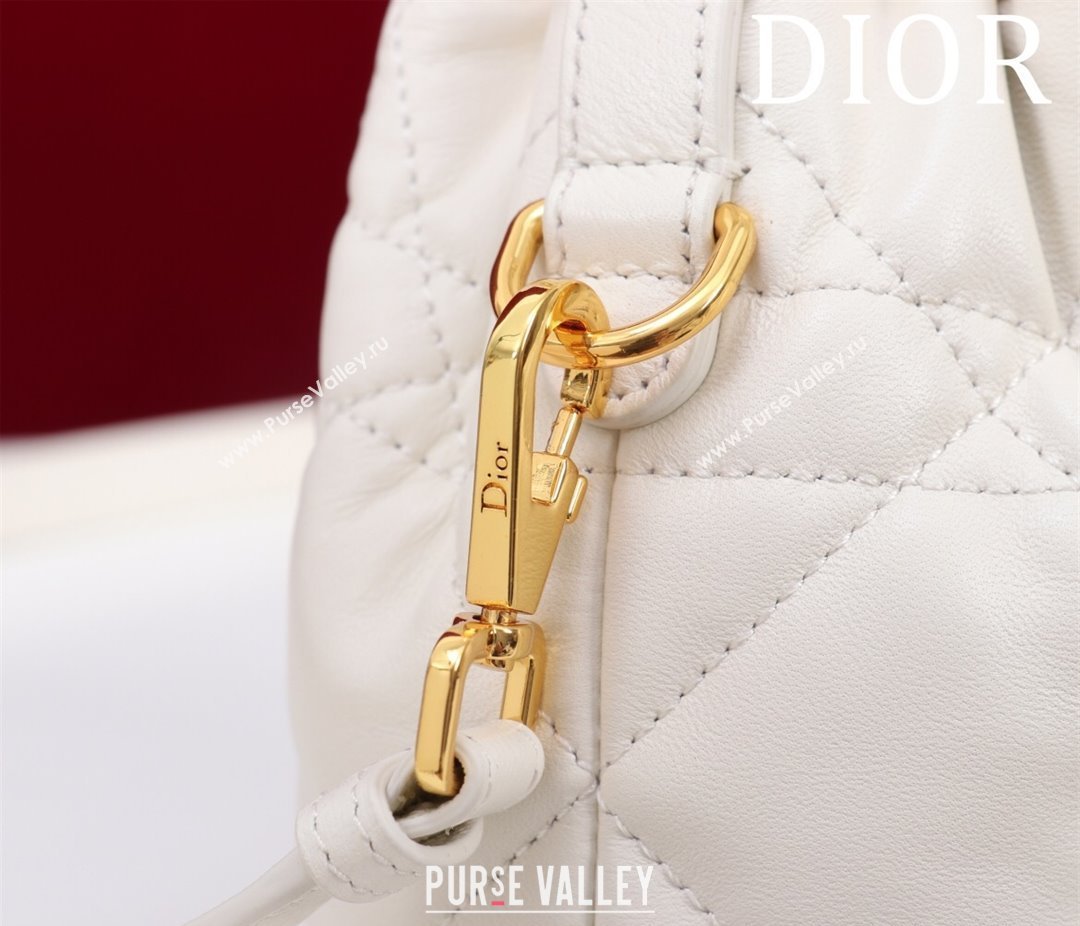 Dior Caro Nano Bucket Bag in Macrocannage Lambskin White 2025 S5250 (XXG-250521116)