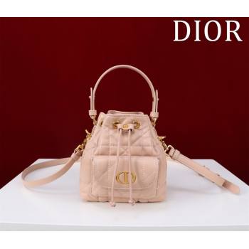 Dior Caro Nano Bucket Bag in Macrocannage Lambskin Light Pink 2025 S5250 (XXG-250521117)